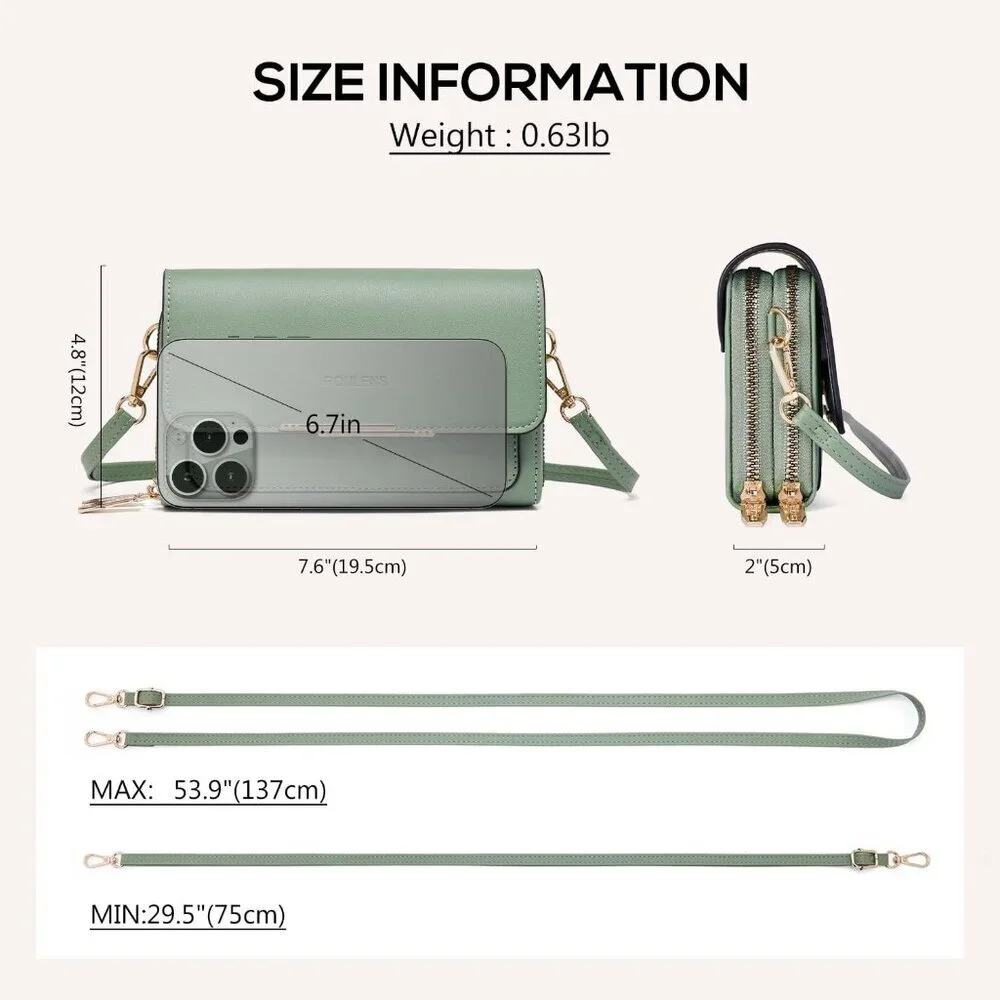 Small Crossbody Bag for Women Leather Wallet Phone Pocket Adjustable Strap